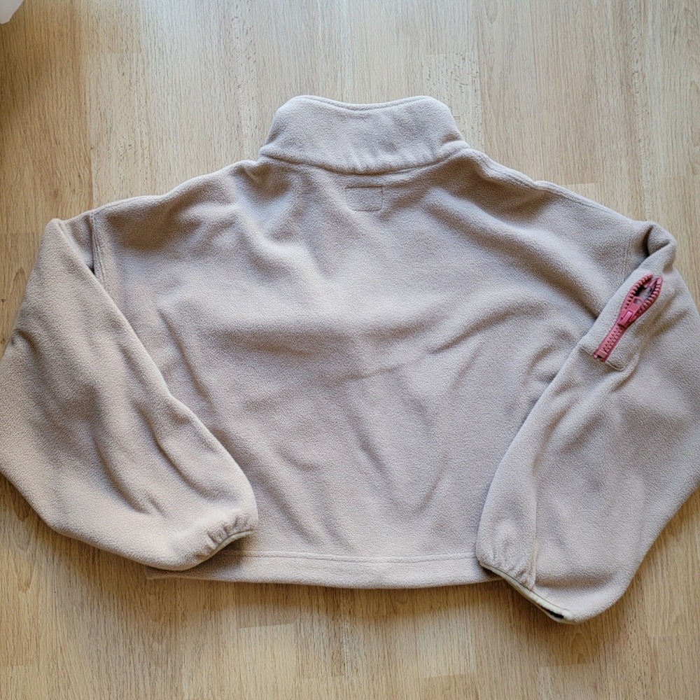PRIX Fleece Quarter Zip Pullover Sweatshirt Crop Tan Women's Small - Picture 4 of 7